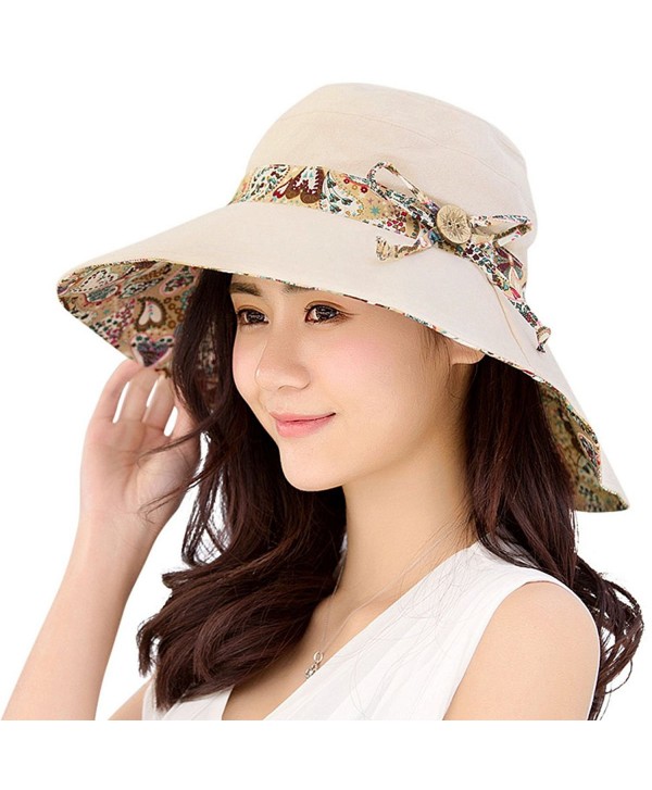 Womens Sun Hats Summer Reversible UPF 50+ Beach Hat Foldable Wide Brim ...