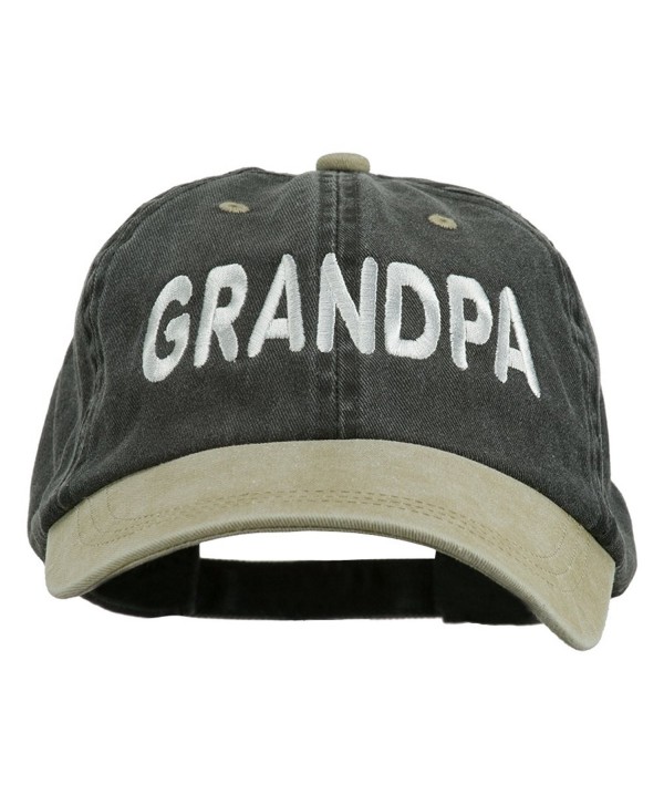 Wording Of Grandpa Embroidered Washed Two Tone Cap - Black Khaki ...