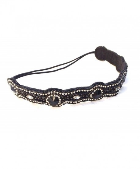 bohemian Indian Princess beaded elastic headband - Black - C712E6LZ5S7