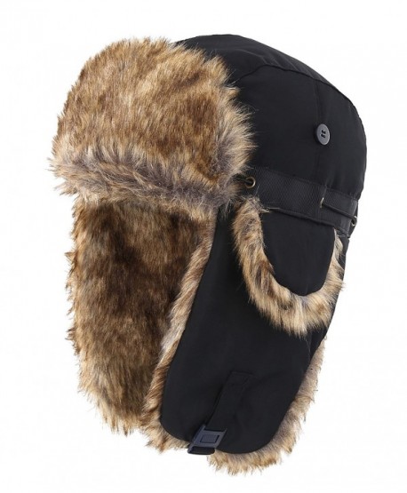 Mens Winter Faux Fur Trapper Hat Windproof Hunting Hat With Earflaps ...