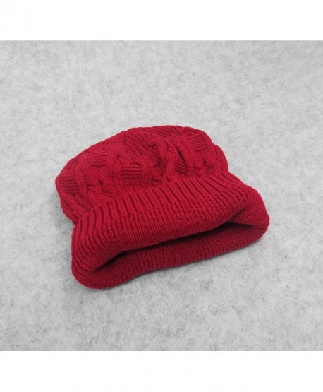 Unisex Cable Knitt Hat Winter Warm Thick Braided Beanie Slouchy Ski Cap Jujube Red C7186qt7rl9 1180