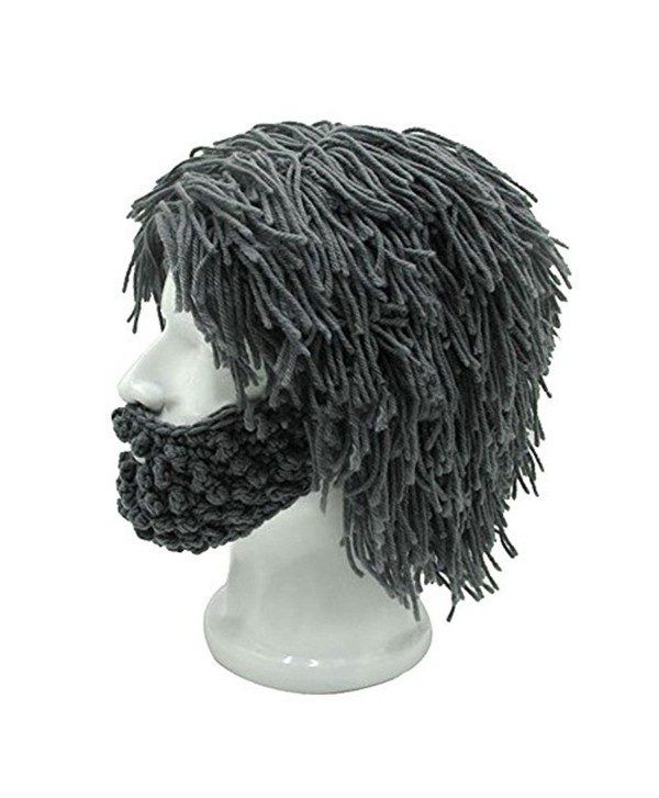 Men's Barbarian Knitted Beard Hats Warm Winter Caps Funny Party Mask ...