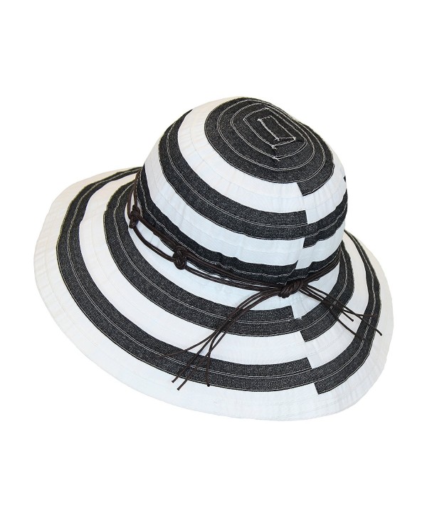 Boho Ribbon Crusher Round Crown Bucket Sun Hat SPF UPF 50 UV Protection ...