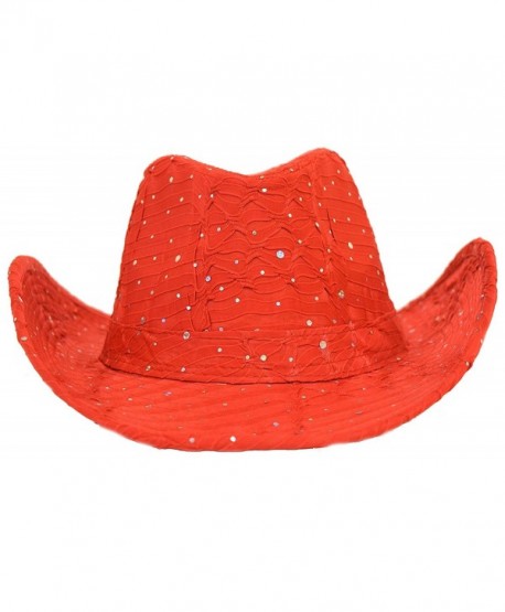 Great Deals! Red Sparkle Western Hat Red Hat Ladies - C2112RT3DA7