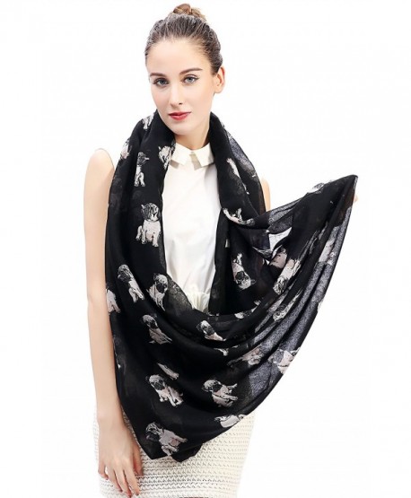 Pug Dog Print Women's Infinity Scarf - Black - CV12NYQTWSL