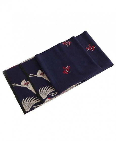 Women's Big Long Shawl Crane Pattern Japanese Winter Warm Scarf for ...