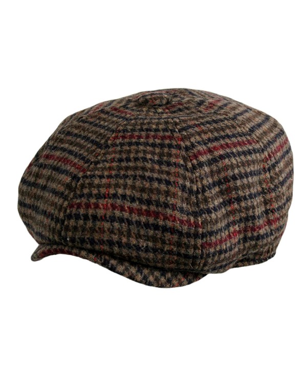 Men's Wool Blend Applejack Houndstooth Plaid IVY newsboy Hat - Brown ...