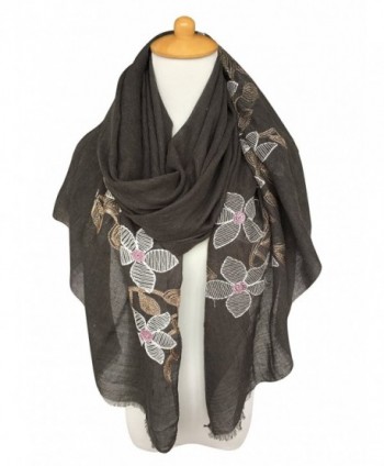 Delicate Embroidery Floret Wrap Scarf Gift for Women - Dark Gray ...