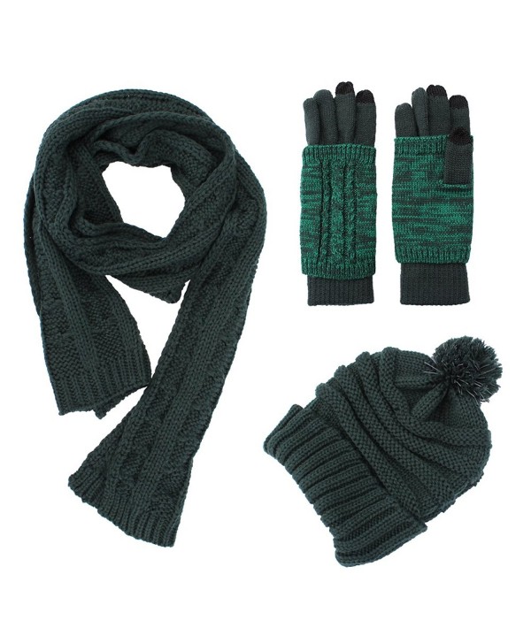 Knit Hat/Scarf/Gloves Set- Women Men Unisex Cable Knit Winter Cold ...