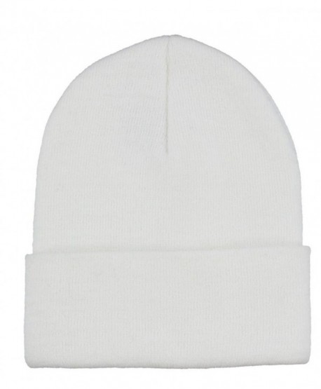 Winter Fashion Thick Warm Knitted Beanie Hat Cap with Cuff - White ...