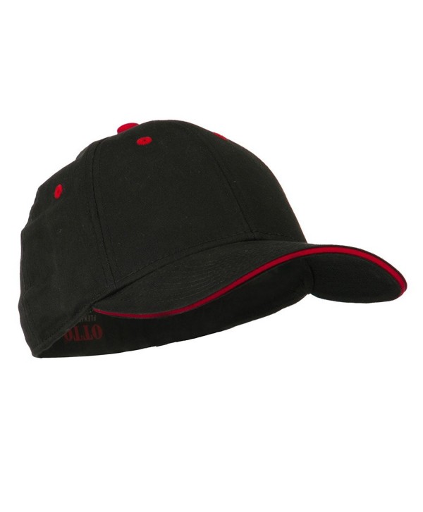 Stretchable Sandwich Bill Fitted Cap - Black Red - CQ11LUH72MN