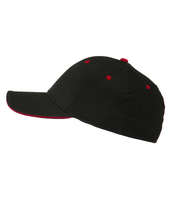 Stretchable Sandwich Bill Fitted Cap - Black Red - CQ11LUH72MN