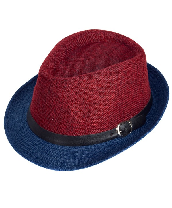 Men's Fusion Straw Fedora Hat - Red Blue - CG128DICVSV