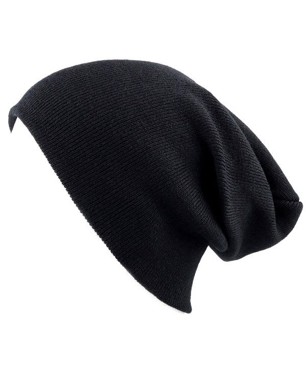 1300 Winter Unisex Plain Ski Beanie Knit Skull Hat - Black - CL1272PCDP7