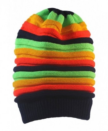 EachWell Women Winter Stripe Rainbow Beanie Skull Hat Slouchy Cap - Color 4 - CB186W36IRU