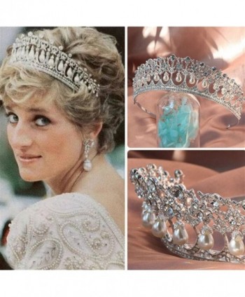 Wiipu Wedding Bridal Pearl Crown Diana Tiara Princess Hair Accessories ...