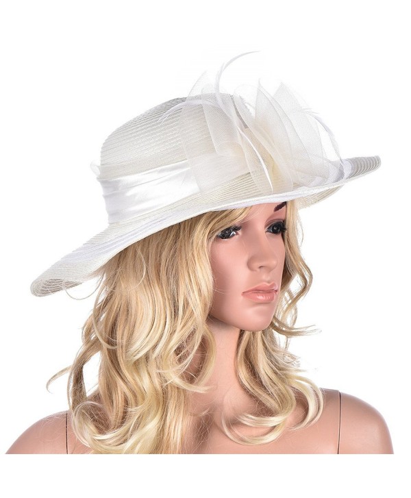 Womens Wide Brim Floral Feather Kentucky Derby Church Dress Sun Hat ...