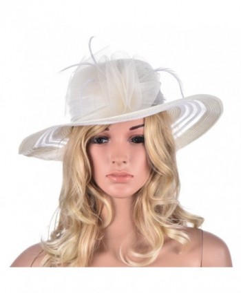 Womens Wide Brim Floral Feather Kentucky Derby Church Dress Sun Hat ...