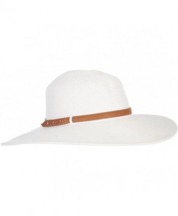 Nine West Womens Faux Leather Band Floppy Hat One Size White - CE12H6CQKU5