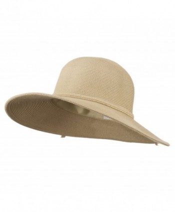 UPF 50+ Solid Cotton Paper Braid Flat Brim Hat - Tan W33S19B - C711D3H9TOR