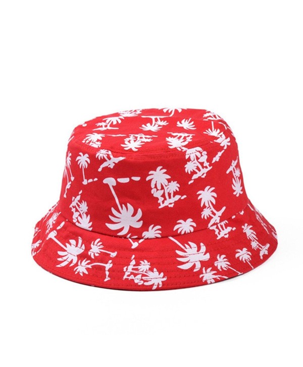 Zipper Graffiti Flat Bucket Hat with Coconut Tree Pattern Outdoor ...