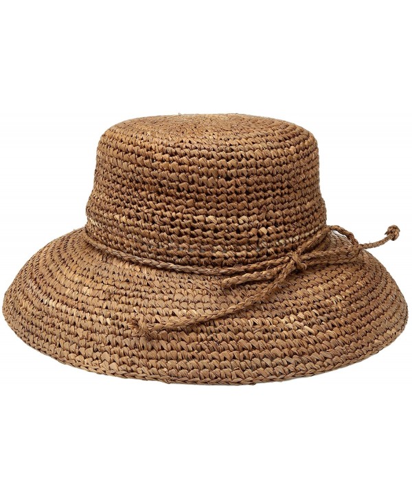 Women's Crochet Raffia Hat - Rust - CG115UF2CZX