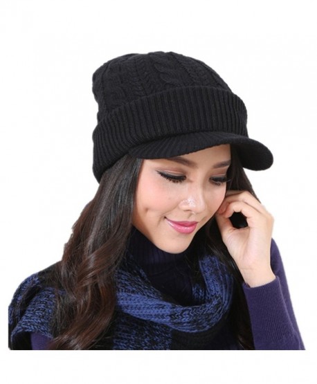 Women's Warm Bill Winter Hats Slouchy Cable Knitted Beanie Cap with ...