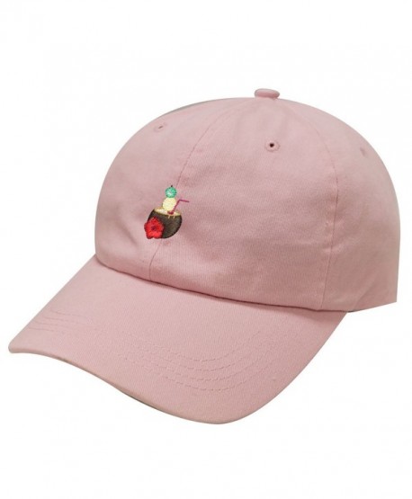 C104 Coconut Drink Cotton Baseball Dad Cap 19 Colors - Pink - C81836R0708