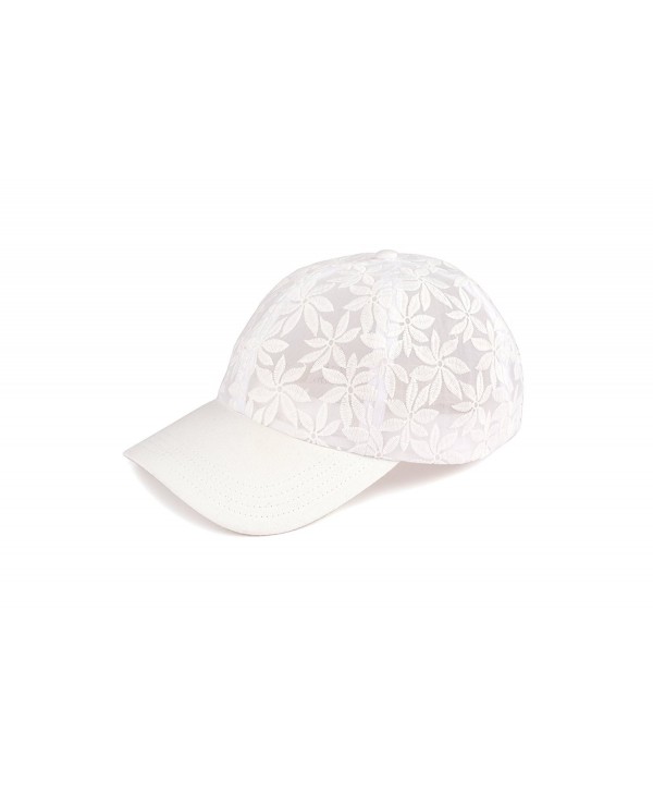 Cc Exclusives Cotton Lace With Solid Brim Baseball Cap Ba 53 White C117x3l6mdr